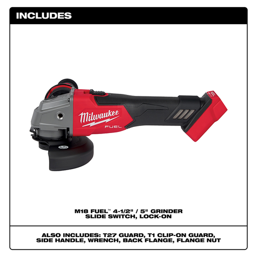Milwaukee 2880-20 M18 FUEL Brushless Lithium-Ion 4-1/2 in. / 5 in. Cordless Small Angle Grinder with No-Lock Paddle Switch (Tool Only)