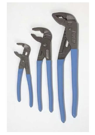CHANNELLOCK GLS-3 3 Piece Griplock Plastic Grip Tongue and Groove Plier Set Dipped Handle