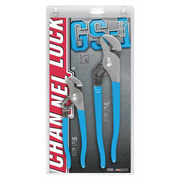 CHANNEL LOCK 2 Piece Plastic Grip Tongue and Groove Plier Set Dipped Handle.