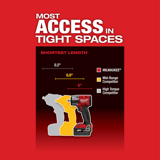 Milwaukee 2962-20 M18 Fuel 1/2" Generation II Mid Torque Impact Wrench Friction Ring Tool Only (Cordless Lithium Ion BrushLSS)