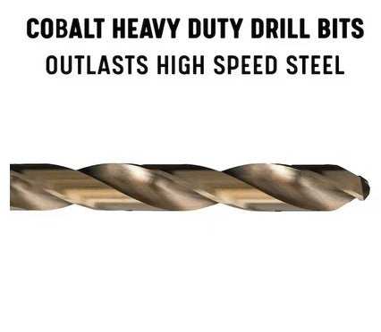 DRILL AMERICA 15 Piece Cobalt Drill Bit Set in Plastic Case, 1/16 in.-1/2 in.x1/32 in.