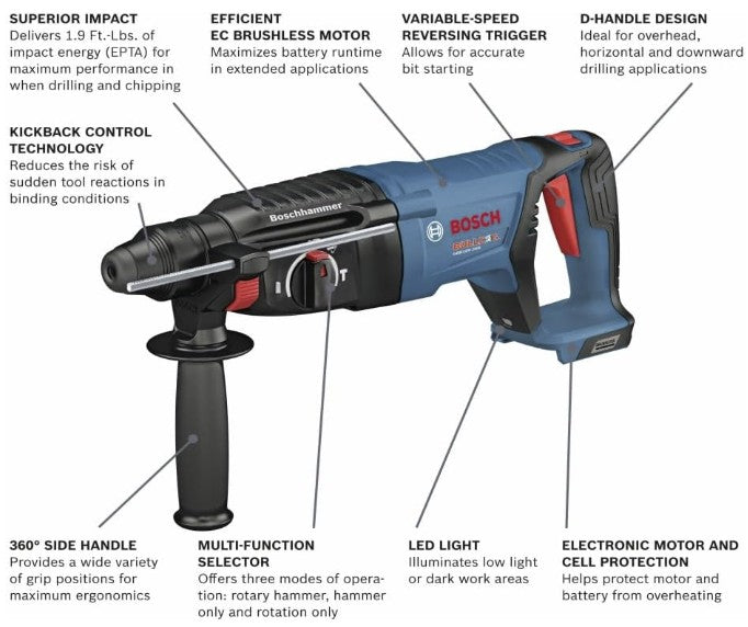 Bosch GBH18V-26DN 18V Brushless SDS-plus Bulldog Rotary Hammer