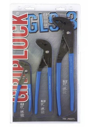 CHANNELLOCK GLS-3 3 Piece Griplock Plastic Grip Tongue and Groove Plier Set Dipped Handle