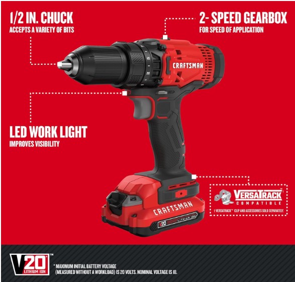 CRAFTSMAN V20 MAX Drill & Impact Combo Kit CMCK200C2