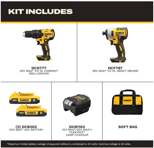 DEWALT 20V MAX Brushless Drill & Impact Combo Kit DCK277D2