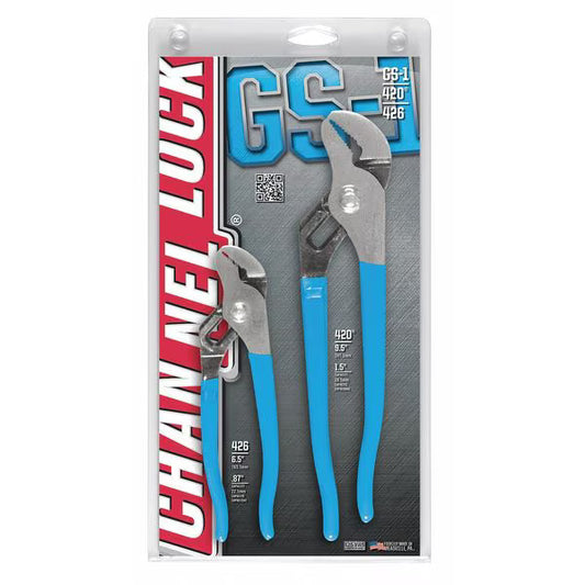 CHANNEL LOCK 2 Piece Plastic Grip Tongue and Groove Plier Set Dipped Handle.
