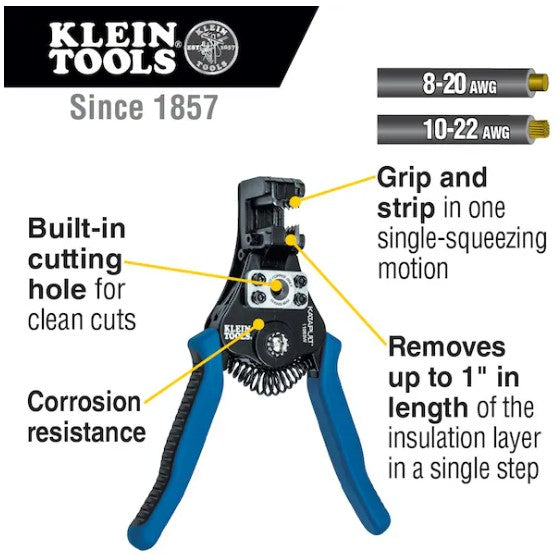 KLEIN TOOLS Katapult Wire Stripper and Cutter for Solid and Stranded Wire