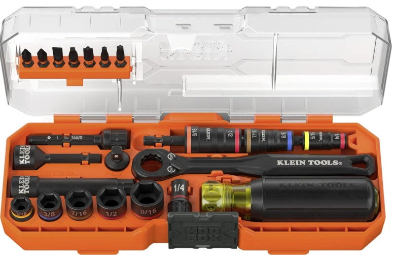 KLEIN TOOLS 65301KNECT Impact Socket Set, KNECT (S) 23-Piece Impact Driver Adapter, MODbox Tool Organization