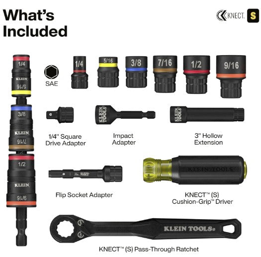 KLEIN TOOLS 65301KNECT Impact Socket Set, KNECT (S) 23-Piece Impact Driver Adapter, MODbox Tool Organization