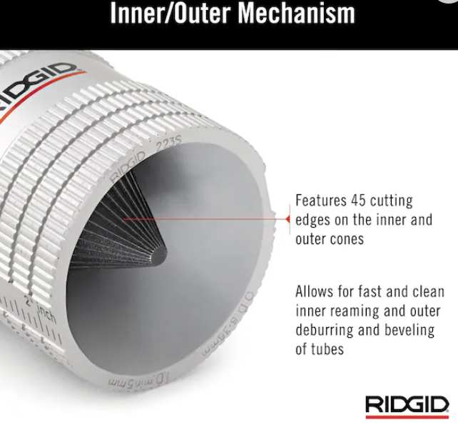 RIDGID 29983 Inner/Outer Pipe Reamer 1/4–1-1/4" Copper & Stainless
