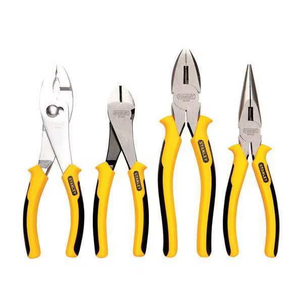 STANLEY 4 Pc Bi-Material Grip Plier Set 84-058 - Slip-Resistant