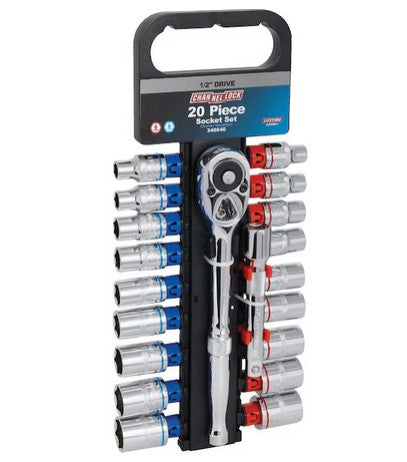 CHANNELLOCK 20-Piece 1/2" Drive 6-Point Ratchet Socket Set
