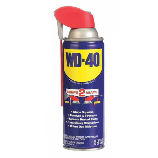 WD-40 Multi-Use Lubricant with Smart Straw 2-Way Sprayer, -60 to 300 Degree F, 12 oz Aerosol Can, Amber