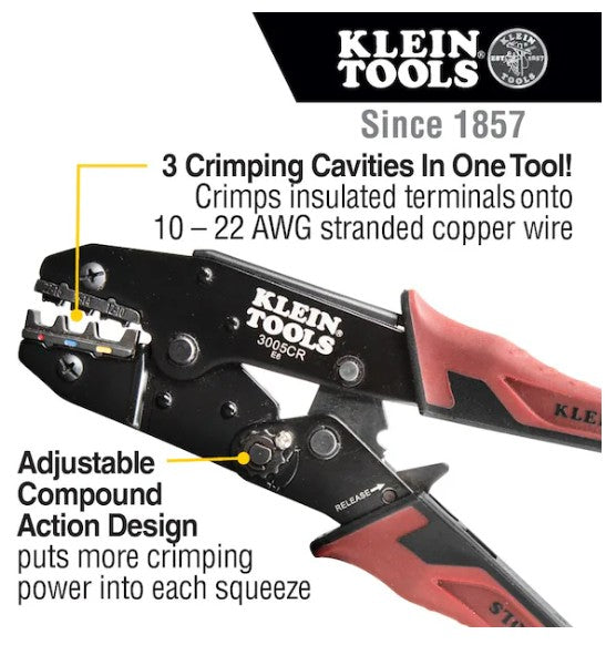 KLEIN TOOLS 9" Wire Crimper Steel Professional Crimping Tool