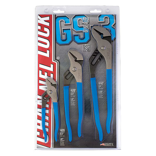 CHANNEL LOCK 3 Piece Plastic Grip Tongue and Groove Plier Set Dipped Handle