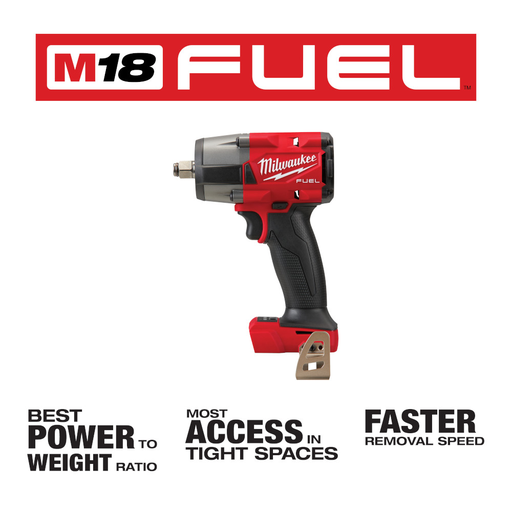 Milwaukee 2962-20 M18 Fuel 1/2" Generation II Mid Torque Impact Wrench Friction Ring Tool Only (Cordless Lithium Ion BrushLSS)