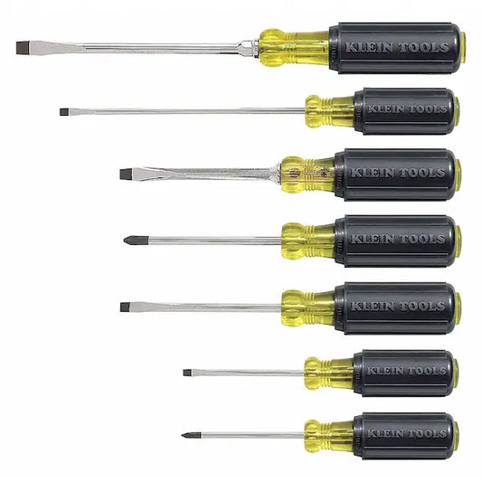 KLEIN TOOLS Screwdriver Set, General Purpose, Slotted and Phillips Tip, Steel Shank, Ergonomic Grip, 7-Piece