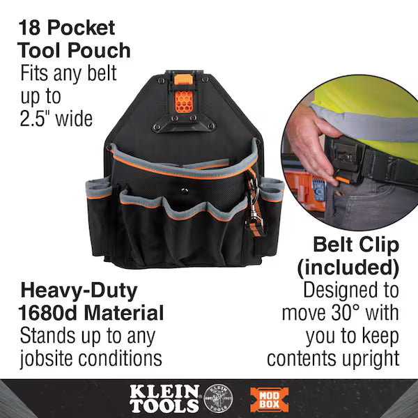 MODbox Tool Pouch 18-Pocket Black Gray Orange Polyester Bag